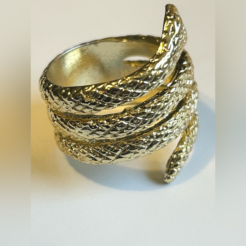Gold Snake Wrap Ring Size 6 Whimsygoth Serpent Statement Ring Witchy Jewelry - Picture 4 of 10